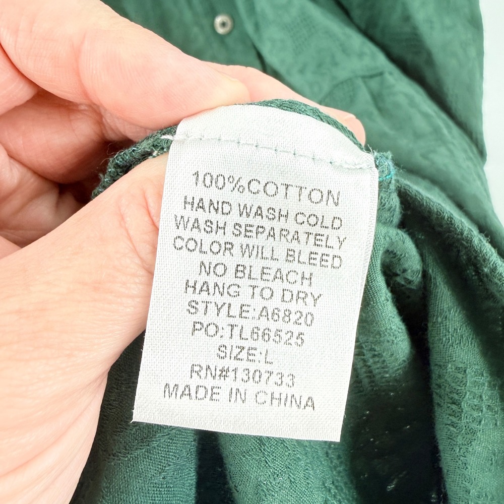 Umgee Shirt Dress Green Large L Textured Cotton Tiered Babydoll Mini Fall Earthy - Picture 6 of 9